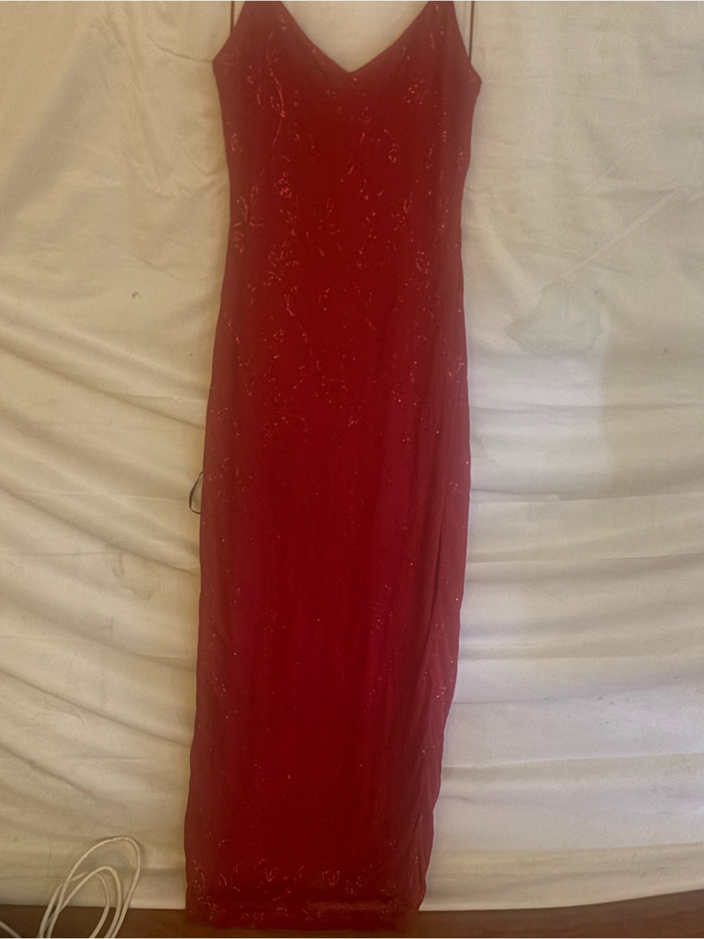 City Triangles Red Sequin V-Neck Slip Gown